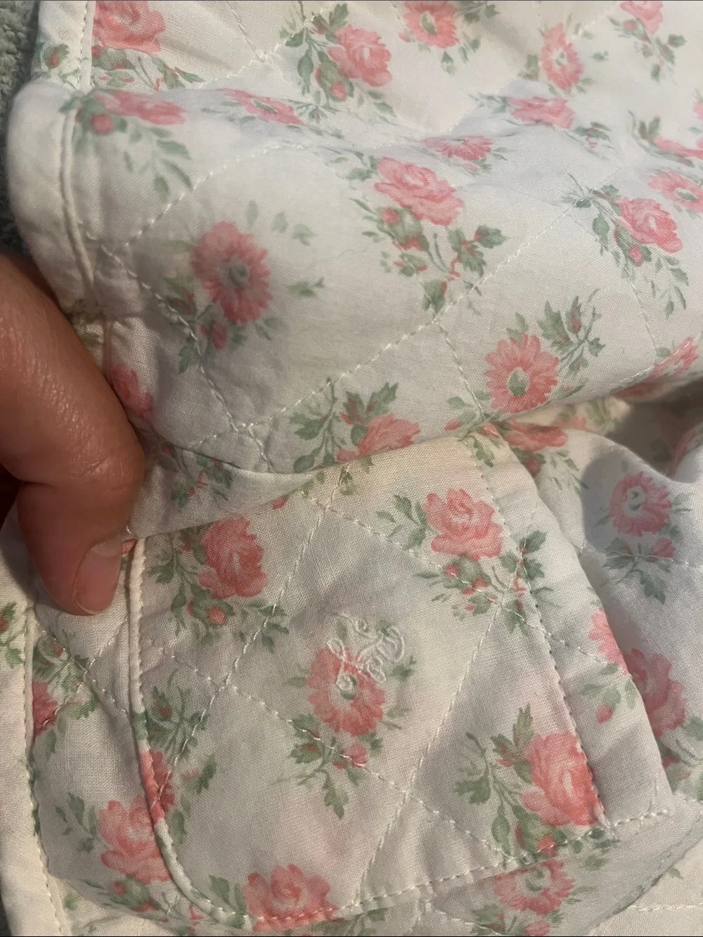 Ralph Lauren Cream Quilted Jacket with Pink Rose Print